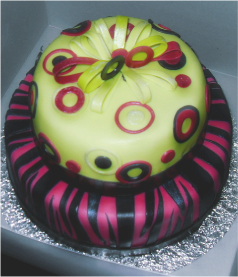 Zebra print fondant cake